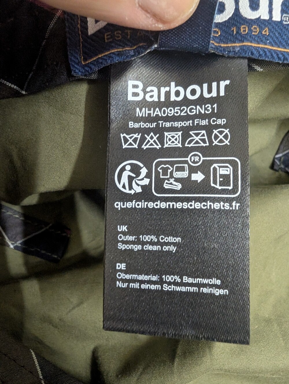 BARBOUR Olive Flat Transport Hat - Picture 12 of 16